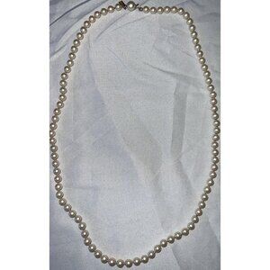 Vintage Marvella Faux Pearl 23" Necklace With Hidden Slide Clasp - Signed